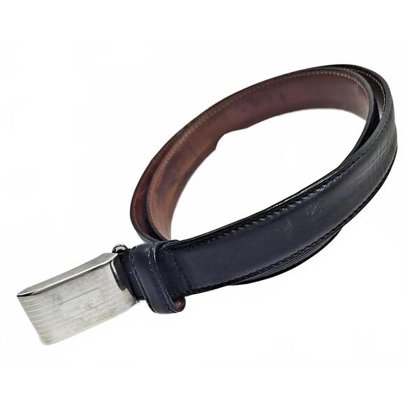 Polo Ralph Lauren Unisex 36" Black Leather Dress Belt Sterling Silver Buckle